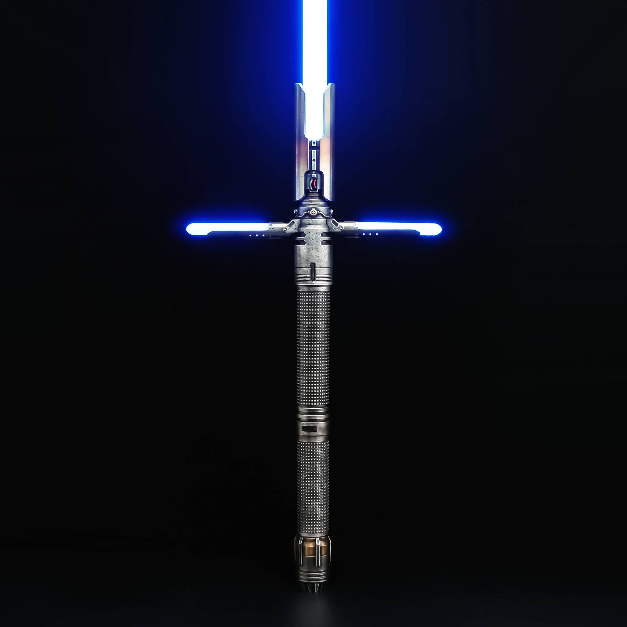 Cal Kestis Crossguard (Weathered) Legacy Neopixel Lightsaber by Pulse Sabers - Screen-accurate Star Wars™ replica crafted for collectors and duellists.